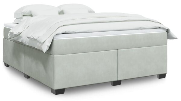 VidaXL Κρεβάτι Boxspring με Στρώμα Ανοιχτό Γκρι 180x200 εκ. Βελούδινο