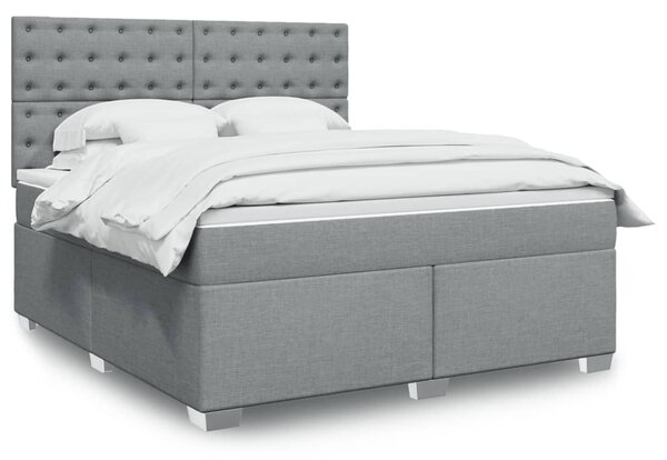 VidaXL Κρεβάτι Boxspring με Στρώμα Ανοιχτό Γκρι 180x200 εκ. Υφασμάτινο