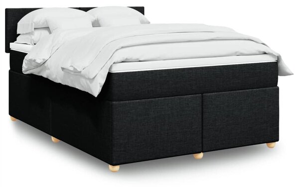 VidaXL Κρεβάτι Boxspring με Στρώμα Μαύρο 140x190 εκ. Υφασμάτινο