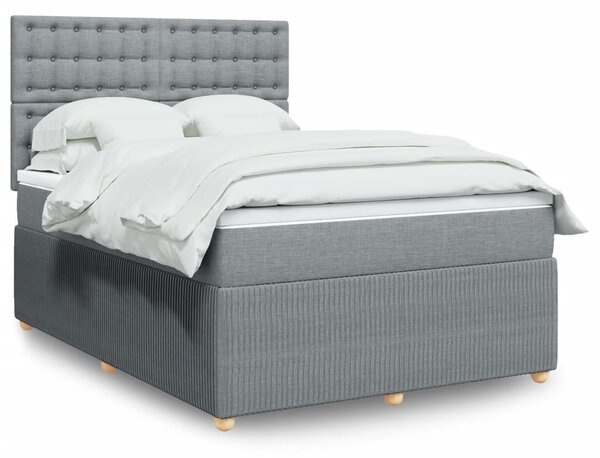 VidaXL Κρεβάτι Boxspring με Στρώμα Ανοιχτό Γκρι 140x190 εκ. Υφασμάτινο