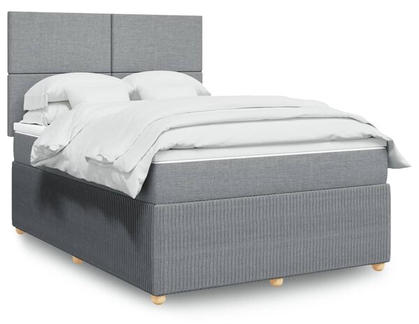 VidaXL Κρεβάτι Boxspring με Στρώμα Ανοιχτό Γκρι 140x200 εκ. Υφασμάτινο