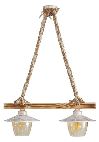 Φωτιστικό Οροφής Δίφωτο Heronia Mix-98 31-1132 Rope/White/Gold