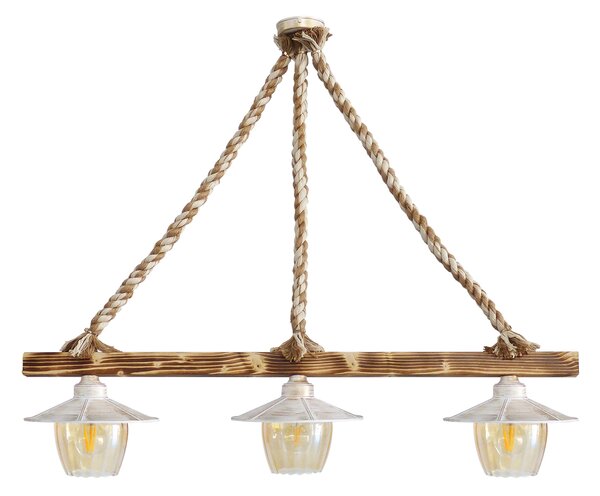 Φωτιστικό Οροφής Τρίφωτο Heronia Mix-98 31-1133 Rope/White/Gold