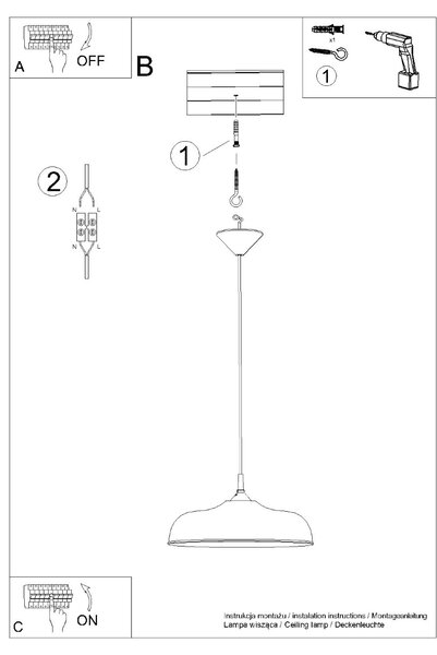 Sollux Κρεμαστό φωτιστικό GINA μαύρο,χάλυβας,Ε27 1x15W LED