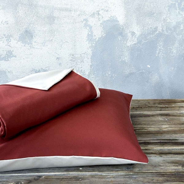 Παπλωματοθήκη Μονή (Σετ 160x240) 2 Όψεων Nima Bed Linen Abalone AW2022 WINE RED/LIGHT BEIGE