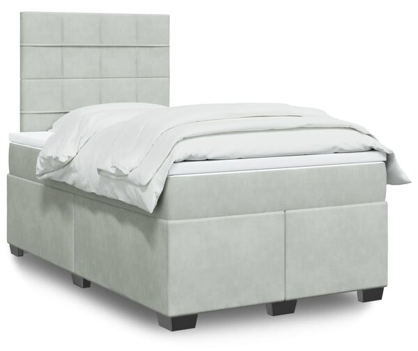 VidaXL Κρεβάτι Boxspring με Στρώμα Ανοιχτό Γκρι 120x190 εκ. Βελούδινο