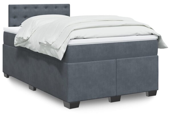 VidaXL Κρεβάτι Boxspring με Στρώμα Σκούρο Γκρι 120x190 εκ. Βελούδινο