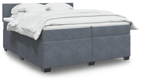 VidaXL Κρεβάτι Boxspring με Στρώμα Σκούρο Γκρι 200x200 εκ. Βελούδινο