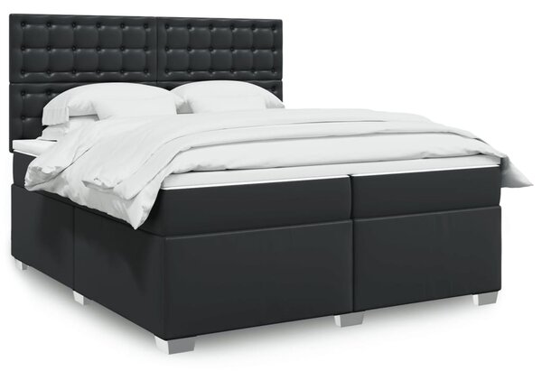 VidaXL Κρεβάτι Boxspring με Στρώμα Μαύρο 200x200 εκ. Συνθετικό Δέρμα