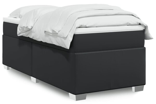 VidaXL Κρεβάτι Boxspring με Στρώμα Μαύρο 90x200εκ. από Συνθετικό Δέρμα