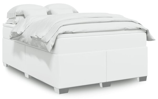 VidaXL Κρεβάτι Boxspring με Στρώμα Λευκό 160x200εκ.από Συνθετικό Δέρμα