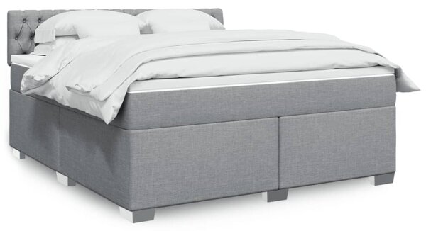 VidaXL Κρεβάτι Boxspring με Στρώμα Ανοιχτό Γκρι 180x200 εκ. Υφασμάτινο