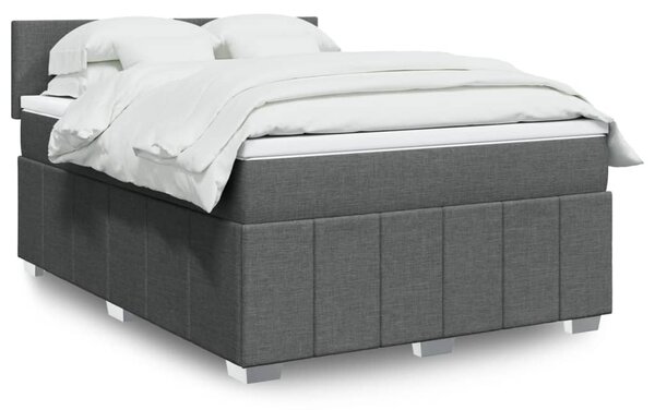 VidaXL Κρεβάτι Boxspring με Στρώμα Σκούρο Γκρι 140x190 εκ. Υφασμάτινο