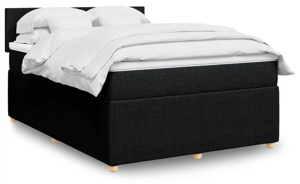 VidaXL Κρεβάτι Boxspring με Στρώμα Μαύρο 140x200 εκ. Υφασμάτινο