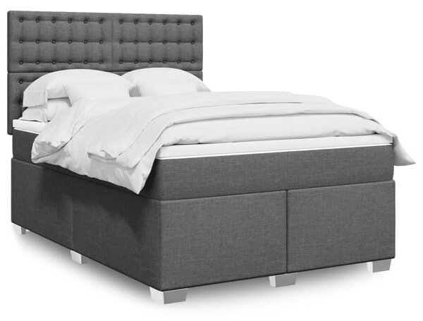 VidaXL Κρεβάτι Boxspring με Στρώμα Σκούρο Γκρι 160x200 εκ Υφασμάτινο