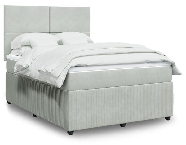 VidaXL Κρεβάτι Boxspring με Στρώμα Ανοιχτό Γκρι 140x200 εκ. Βελούδινο