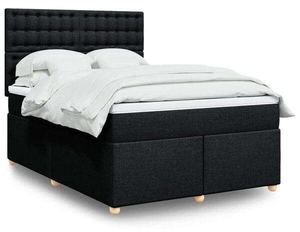 VidaXL Κρεβάτι Boxspring με Στρώμα Μαύρο 140x190 εκ. Υφασμάτινο