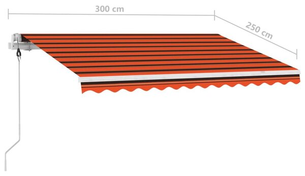 Τέντα Αυτόματη με LED & Αισθ. Ανέμου Πορτοκαλί/Καφέ 300x250 εκ. - Πολύχρωμο