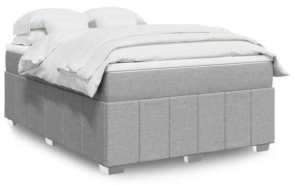 VidaXL Κρεβάτι Boxspring με Στρώμα Ανοιχτό Γκρι 140x200 εκ. Υφασμάτινο