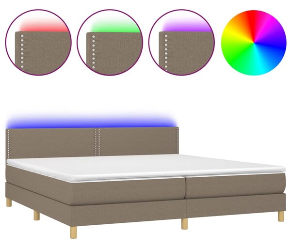 VidaXL Κρεβάτι Boxspring με Στρώμα & LED Taupe 200x200 εκ. Υφασμάτινο