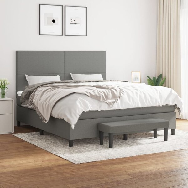 VidaXL Κρεβάτι Boxspring με Στρώμα Σκούρο Γκρι 160x200 εκ Υφασμάτινο