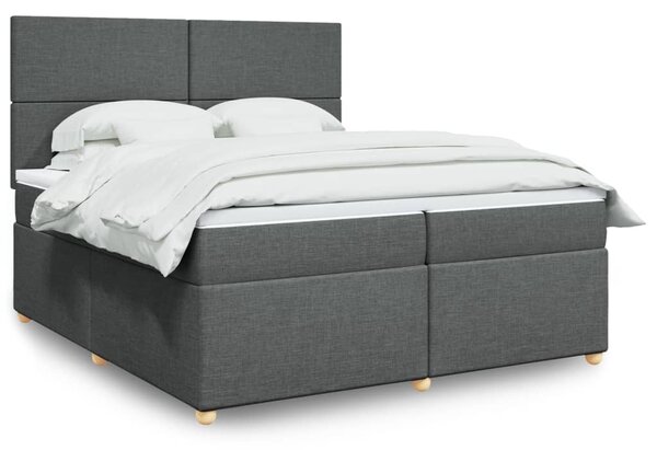 VidaXL Κρεβάτι Boxspring με Στρώμα Σκούρο Γκρι 200x200 εκ. Υφασμάτινο