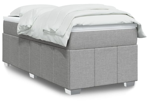 VidaXL Κρεβάτι Boxspring με Στρώμα Ανοιχτό Γκρι 90x200 εκ. Υφασμάτινο