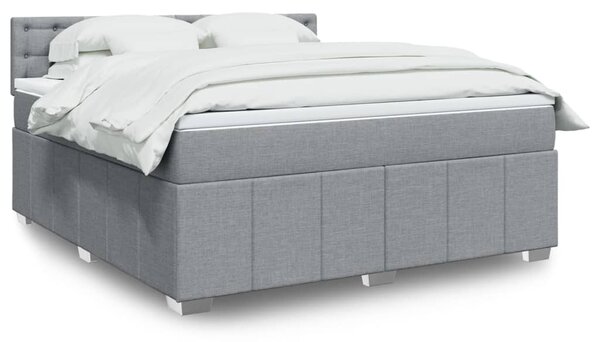 VidaXL Κρεβάτι Boxspring με Στρώμα Ανοιχτό Γκρι 180x200 εκ. Υφασμάτινο