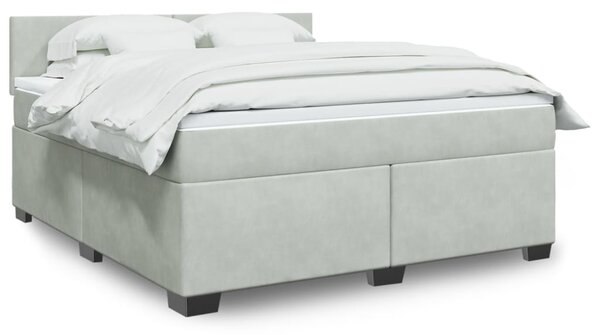 VidaXL Κρεβάτι Boxspring με Στρώμα Ανοιχτό Γκρι 180x200 εκ. Βελούδινο