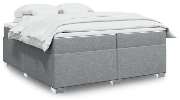 VidaXL Κρεβάτι Boxspring με Στρώμα Ανοιχτό Γκρι 200x200 εκ. Υφασμάτινο