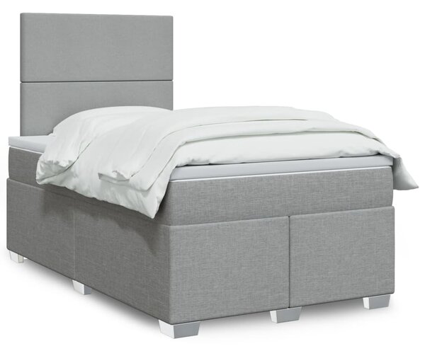 VidaXL Κρεβάτι Boxspring με Στρώμα Ανοιχτό Γκρι 120x190 εκ. Υφασμάτινο