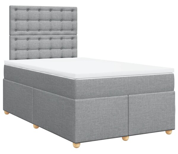 VidaXL Κρεβάτι Boxspring με Στρώμα Ανοιχτό Γκρι 120x190 εκ. Υφασμάτινο