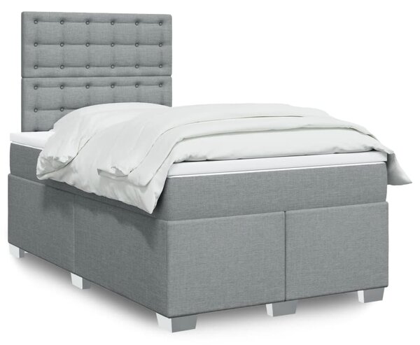 VidaXL Κρεβάτι Boxspring με Στρώμα Ανοιχτό Γκρι 120x190 εκ. Υφασμάτινο