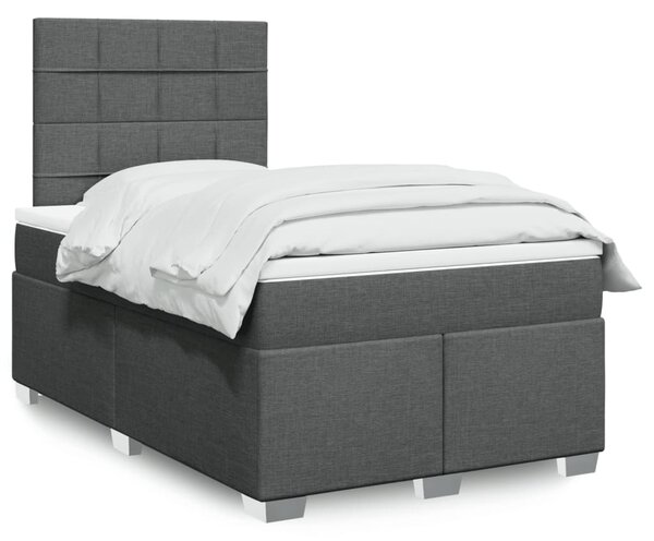 VidaXL Κρεβάτι Boxspring με Στρώμα Σκούρο Γκρι 120x190 εκ Υφασμάτινο