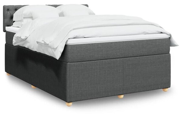 VidaXL Κρεβάτι Boxspring με Στρώμα Σκούρο Γκρι 140x190 εκ. Υφασμάτινο