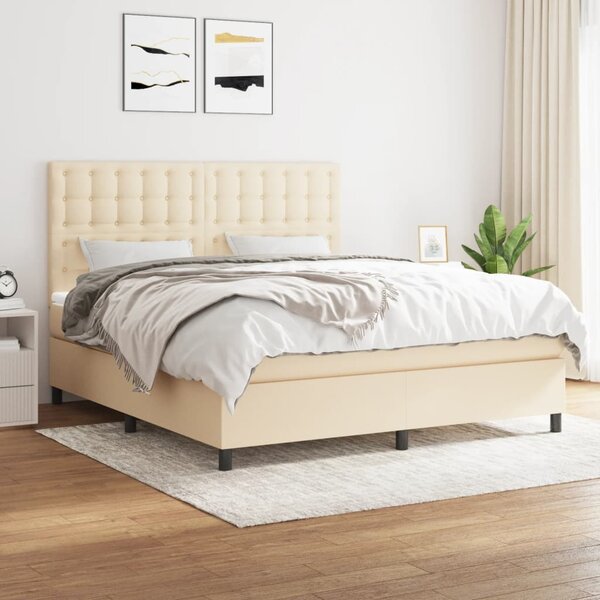 VidaXL Κρεβάτι Boxspring με Στρώμα Κρεμ 180x200 εκ. Υφασμάτινο