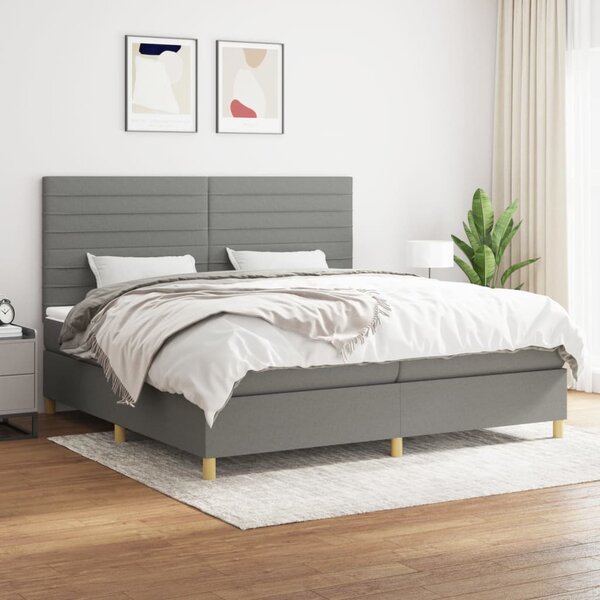 VidaXL Κρεβάτι Boxspring με Στρώμα Σκούρο Γκρι 200x200 εκ. Υφασμάτινο