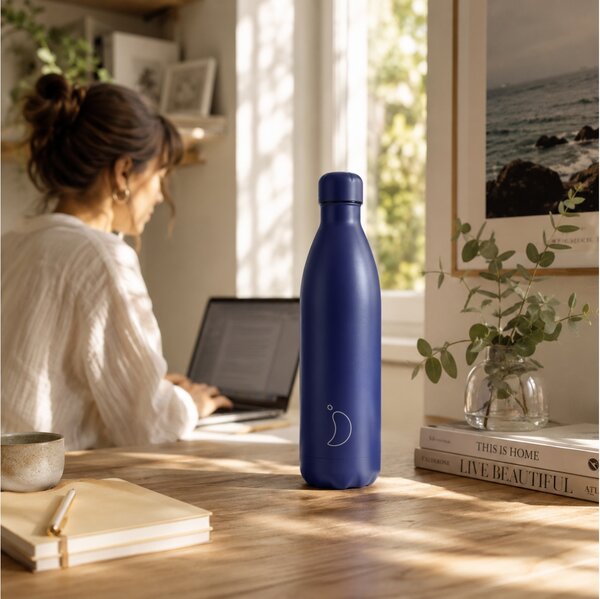 Mπουκάλι Θερμός Chilly's με χωρητικότητα 750ml και διατήρηση θερμοκρασίας 12h ζεστό / 24h κρύο - Blue