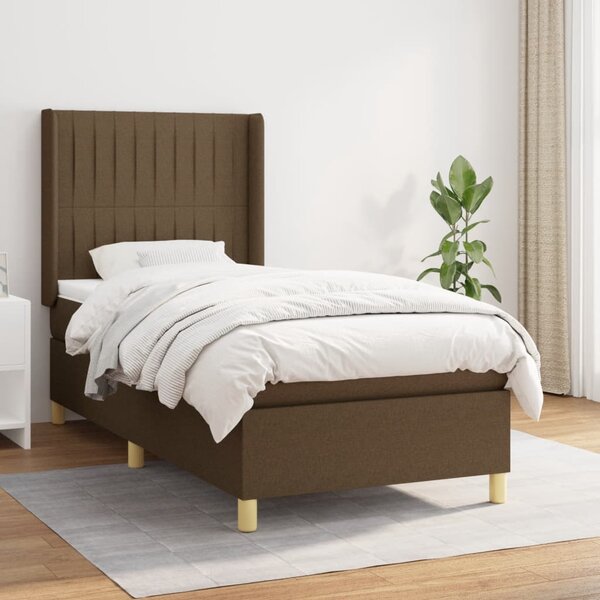 VidaXL Κρεβάτι Boxspring με Στρώμα Σκούρο Καφέ 80x200 εκ. Υφασμάτινο