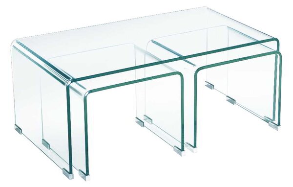 Τραπέζι γυαλί Glasser Clear (+2 Βοηθ) γυαλί 12mm 90x50x38cm