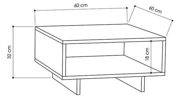 Τραπέζι σαλονιού Hola pakoworld antique λευκό-ανθρακί 60x60x32εκ