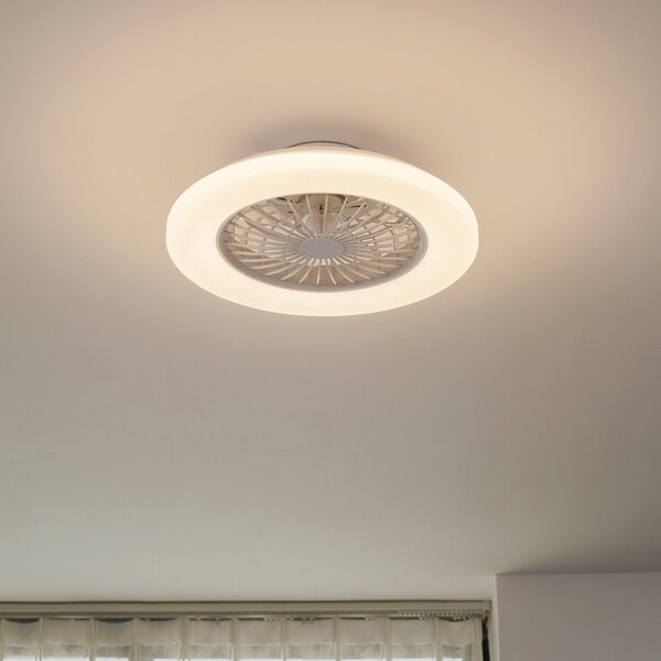 Lindby Ανεμιστήρας οροφής LED Vedin, λευκός, DC, Ø 49 cm, CCT, ρυθμιζόμενος, Λευκό, Σαλόνι / τραπεζαρία, Πλαστικό, σύγχρονο
