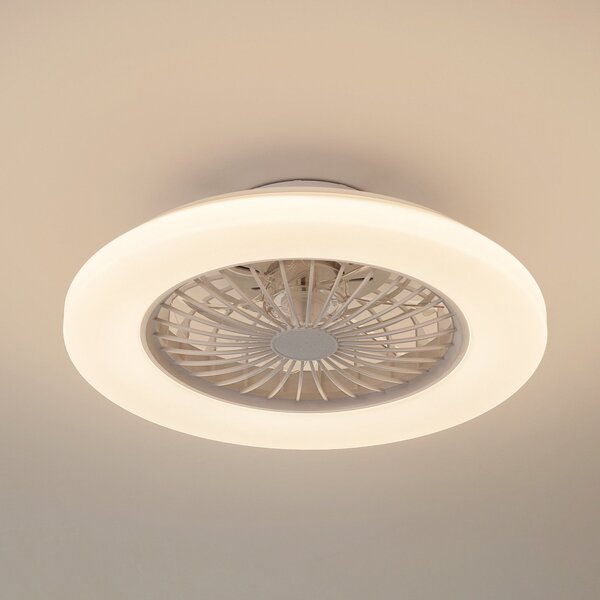 Lindby Ανεμιστήρας οροφής LED Vedin, λευκός, DC, Ø 49 cm, CCT, ρυθμιζόμενος, Λευκό, Σαλόνι / τραπεζαρία, Πλαστικό, σύγχρονο