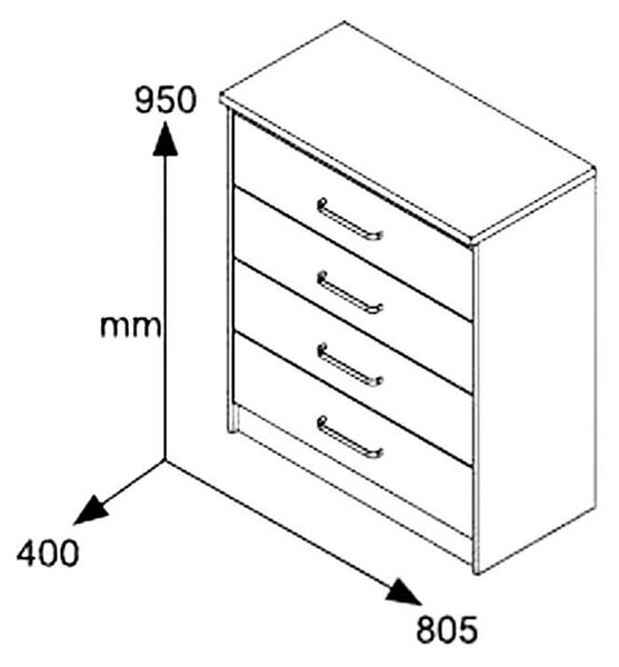 Συρταριέρα OLYMPUS pakoworld με 4 συρτάρια χρώμα wenge 80x40x95εκ