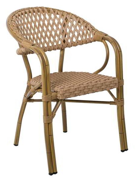 Rattan VEGERA Πολυθρόνα ALU & Wicker Φυσικό 57x59x84cm