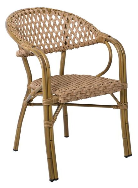 Rattan VEGERA Πολυθρόνα ALU & Wicker Φυσικό 57x59x84cm