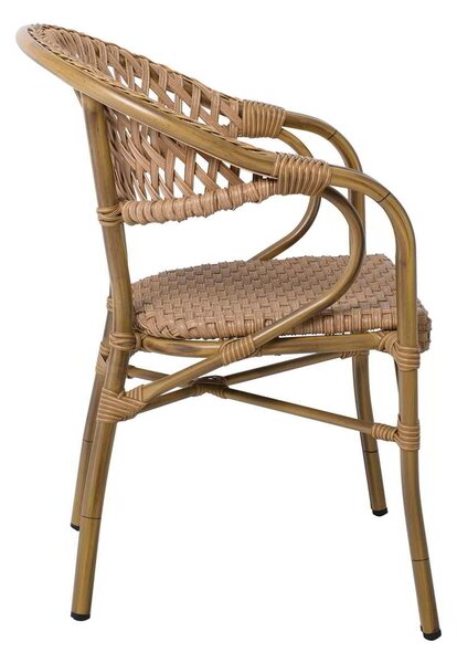 Rattan VEGERA Πολυθρόνα ALU & Wicker Φυσικό 57x59x84cm