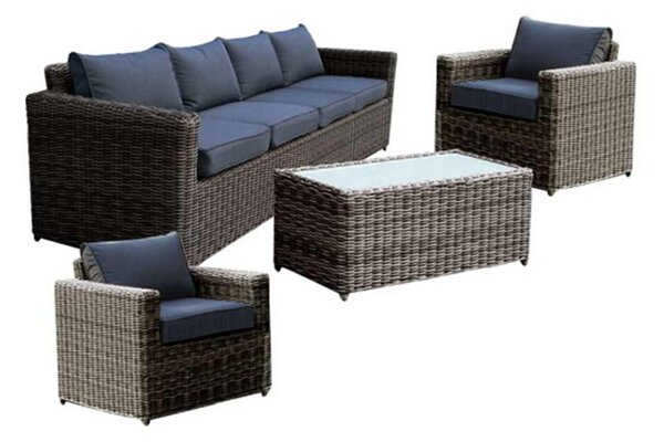 Set ARIZONA (Τραπέζι +4θέσ+2Πολυθρόνα) Wicker Grey Brown Μαξ.Aνθρακί