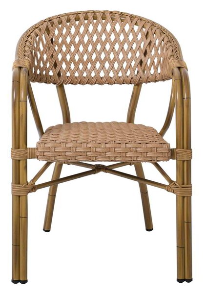 Rattan VEGERA Πολυθρόνα ALU & Wicker Φυσικό 57x59x84cm