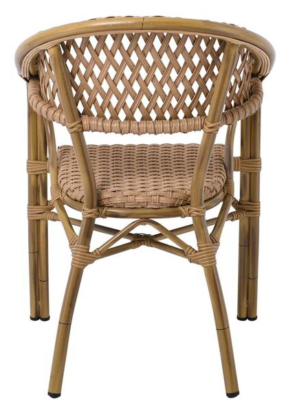 Rattan VEGERA Πολυθρόνα ALU & Wicker Φυσικό 57x59x84cm